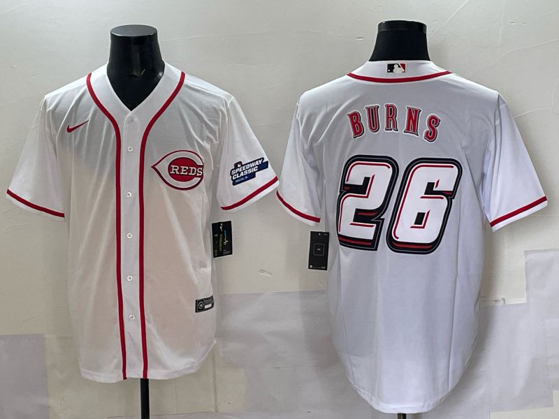 Men 2025 Cincinnati Reds #26 Burns White Nike MLB Jersey style 09->cincinnati reds->MLB Jersey